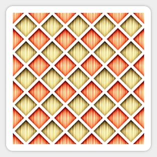 3d Geometric Pattern, Rhombic Harlequin Motif Sticker